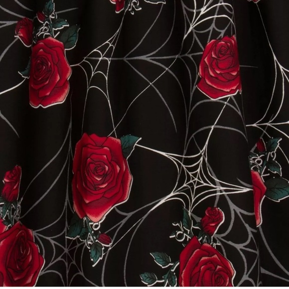 Hell Bunny SABRINA Skirt Red Roses & Spider Webs - Picture 5 of 6